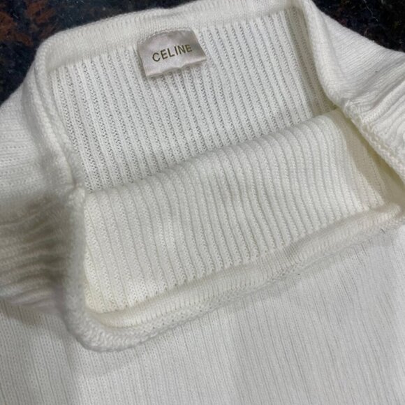 CELINE KNITTED TUBE TOP ON COTTON IVORY SZ SMALL PREPPY CHIC SEXY CELINE TOP - Picture 13 of 15